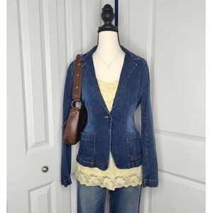 Y2K NY JEANS Bella Swan Dark Wash Denim Blazer w/ Pockets